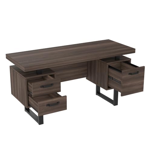 OCACA Moderner Minimalistischer Schreibtisch 135x54 cm – Hochwertiges Stahlrohr, Multifunktionales Aufbewahrungsdesign (Black+Brown + MDF+Metal + Modern) von OCACA