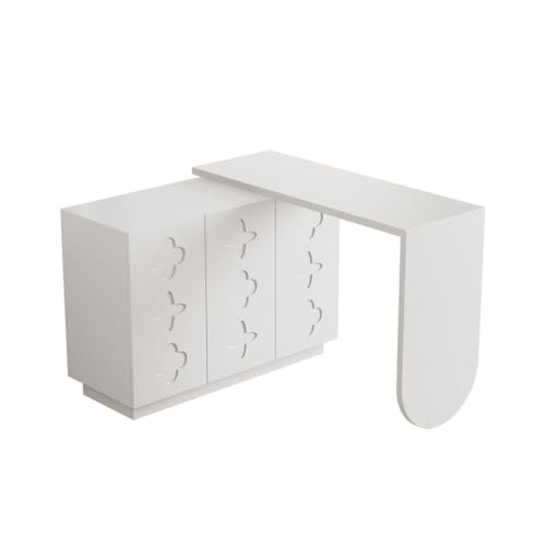 OCACA Schreibtisch, drehbarer L-förmiger Eck-Computertisch, Bürotisch, Frisiertisch, weiß 110 cm von OCACA