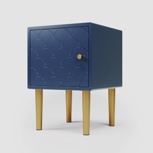 OCACA Schubladenkommode Kommode mit 3 Schubladen, Sideboard Highboard für Schlafzimmer & alle Wohnräume,Marineblau-H89/B75/T40 cm (Navy Blue + Particle Board) von OCACA