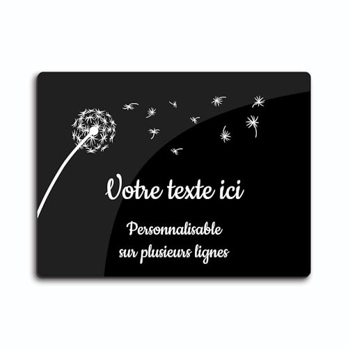 Gedenktafel mit Löwenzahn, selbstklebend, Modell Rechteck (20 x 15 cm), personalisierbar, 1 bis 3 Zeilen, Schwarz von OCAP-FUNERAIRE.COM