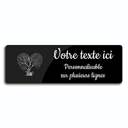 OCAP-FUNERAIRE.COM Grabschild mit Gravur Motiv Baum Herz selbstklebend Modell Rechteck (20 x 6,5 cm) personalisiert 1 bis 3 Zeilen schwarz von OCAP-FUNERAIRE.COM