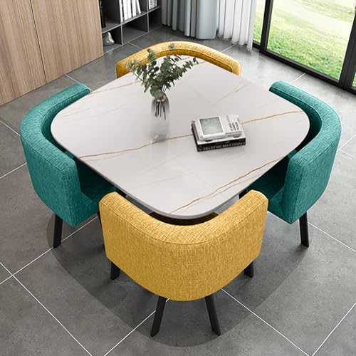 Moderner Küchentisch für Abendessen Frühstücksbar Esstisch und Stühle Set mit runden Möbeln Tisch und Stühlen Set mit rundem Konferenztisch für ZuhauseGartenRestaurant #31 80x75cm/31.5x29.5in(WxH) von OCAZI