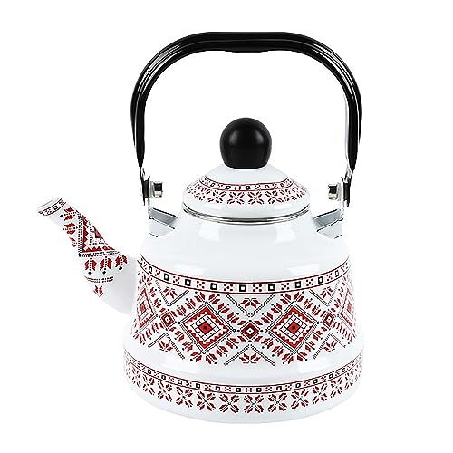 Retro teekanne aus Verdickter Emaille, Emaille-topf Mit Holzgriff, Birnenförmiger Topf Wasserkocher Emaillierter Alter Glockentopf, Emaille-kaffeekanne Gas-induktionsherd Universell 1.1L/37oz 14 von OCAZI