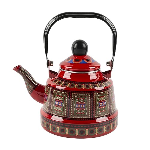 Retro teekanne aus Verdickter Emaille, Emaille-topf Mit Holzgriff, Birnenförmiger Topf Wasserkocher Emaillierter Alter Glockentopf, Emaille-kaffeekanne Gas-induktionsherd Universell 2.5L/84oz 22 von OCAZI