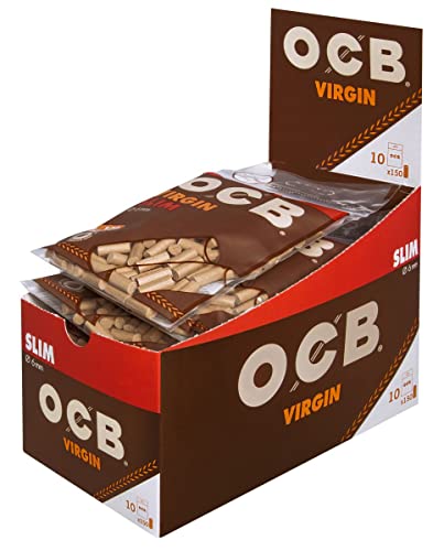 3 Boxen (30 Beutel) OCB Unbleached Virgin OCB Slim Filter 6 mm Durchmesser, 150 Filter pro Beutel von OCB