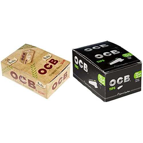 OCB 1009 Organic Hemp Slim Rolls & 9001 Filter Tips 25 Heftchen, 50 Blatt von OCB