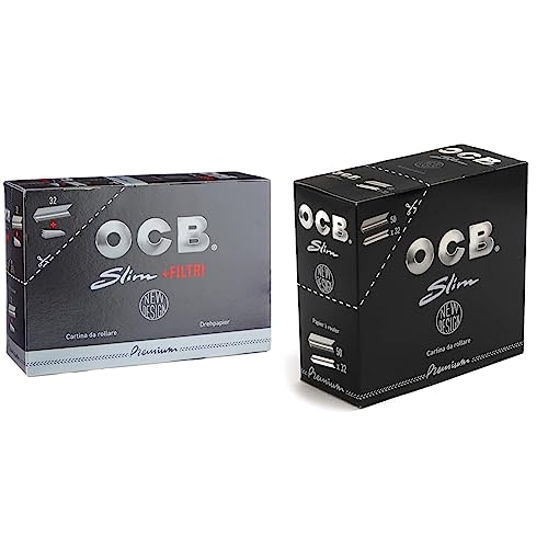OCB 15448 Zigarettenpapier, Schwarz & Papers 2000 OCB Premium Slim - 50 Heftchen - 32 Blatt - Langes Papier von OCB