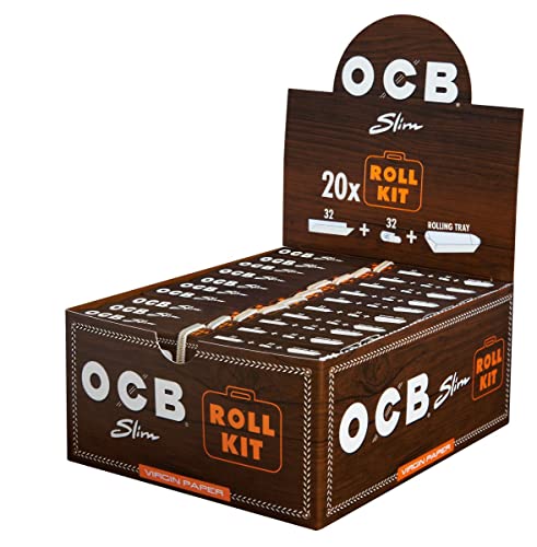 OCB 18655 RollKit-KS Slim Unbleached Virgin Paper Rolling Tray-20 Heftchen a Blatt + 32 Tips, Papier von OCB