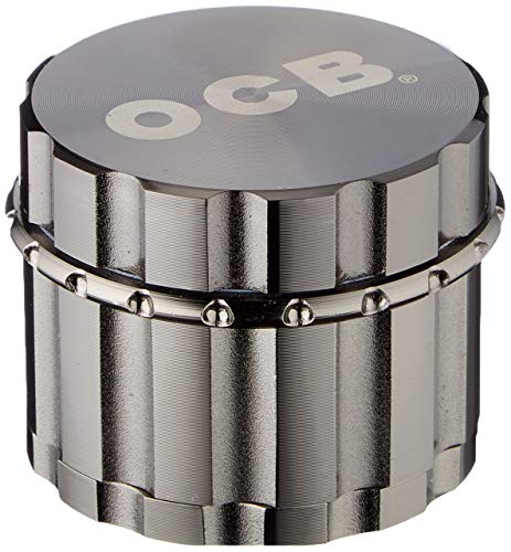 OCB 18888 Grinder Kräutermühle mit Diamantschliff-Chrome brushed-50mm-4-teilig, Aluminium von OCB