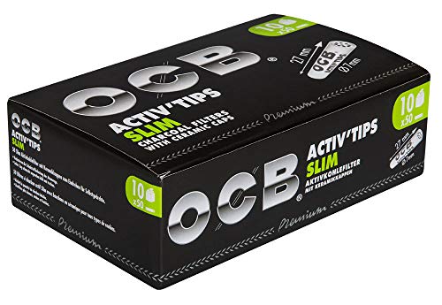 OCB Activ'Tips Slim Aktivkohlefilter mit Keramikkappen 1er pack 500 filtertips von OCB