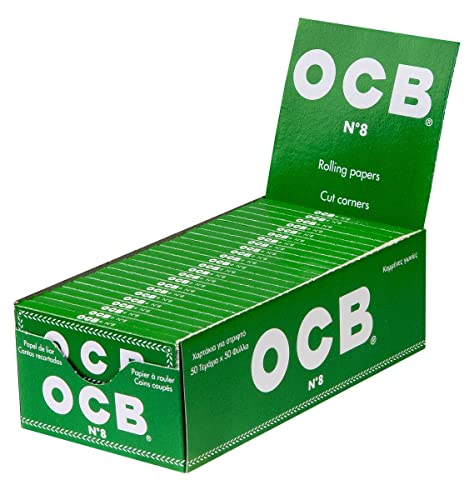 OCB Green N°8 Regular kurzes Zigarettenpapier mit Cut Corners 5 Boxen (250 Heftchen) von OCB
