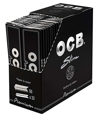 OCB Premium Slim King Size Papers Blättchen schwarz 2 Boxen (100 Booklets) von OCB