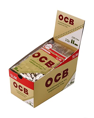 OCB Slim Filter ungebleichte Zigarettenfilter aus Zellulose 12 Displays (120 Beutel/ 14400 Filter) von OCB