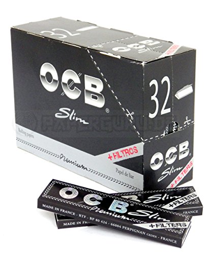 OCB Slim Papers + Tips King Size Blättchen und Filter integriert 2 Boxen (64 Heftchen) von OCB