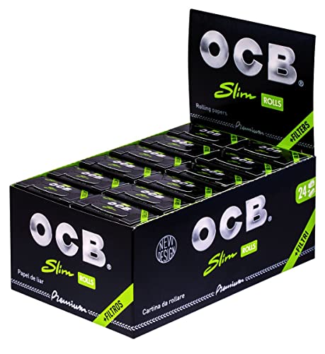 OCB Slim Rolls+Filters Drehpapier und Tips in Einer Packung 2 Boxen (48 Packungen) von OCB