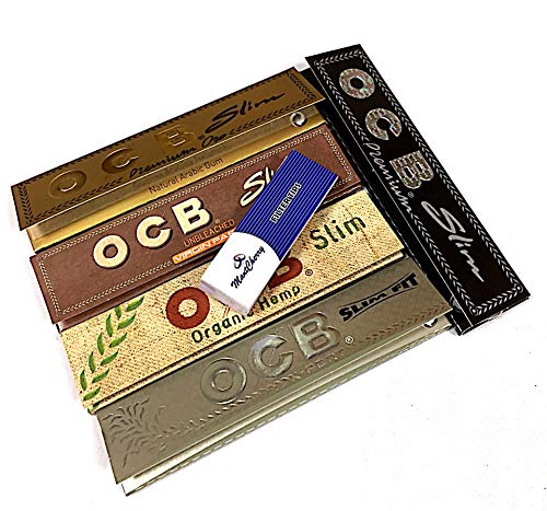 OCB Trendz King Size Slim Zigarettenpapier, 1 Booklet of Premium, 1 Booklet of Organic, 1 Booklet of Gold, 1 Booklet of X-Pert und 1 Booklet of Brown Virgin – insgesamt 5 Heftchen von OCB