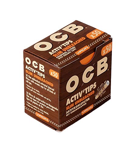50 OCB Virgin Slim 7mm Aktivkohlefilter ACTIV'TIPS mit Keramikkappen von OCB