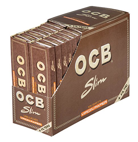 OCB Virgin King Size Papers+Tips Slim ungebleicht 2 Boxen (64 Heftchen) von OCB