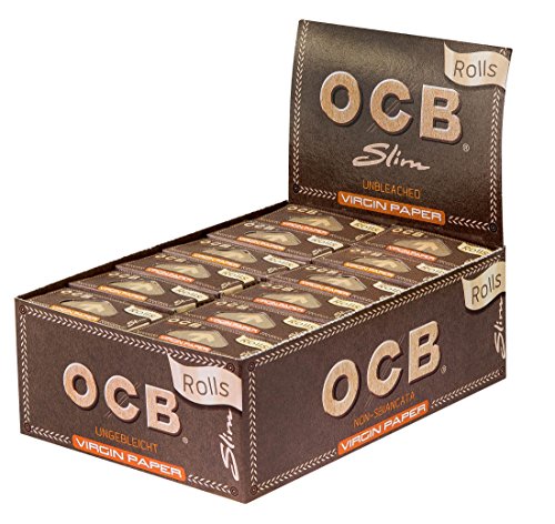 OCB Virgin Slim Rolls Endlospapier 4m ungebleicht extra fein 3 Boxen (72 Rolls) von OCB