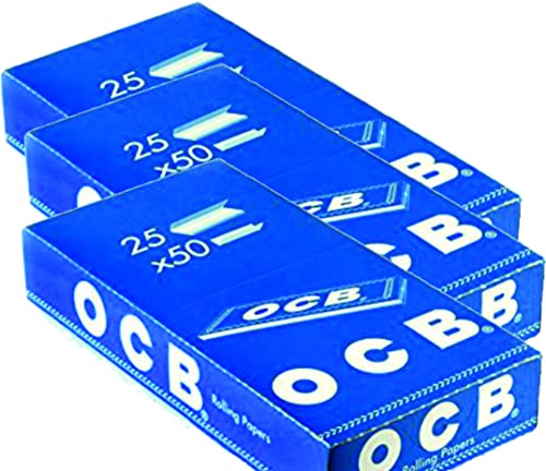 OCB kurz Drehpapier-Blättchen, Papier, blau, 3 x 25 Heftchen à 50 Blatt von OCB