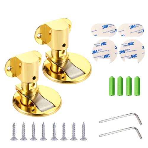 2 Stück Unsichtbarer magnetischer Türstopper, Selbstklebend Schwer Türhalter, Verstellbarer Türstopper, Höhenverstellbarer Türpuffer, für Verschiedene Türtypen, Bodenfest(Gold) von OCCOUMR