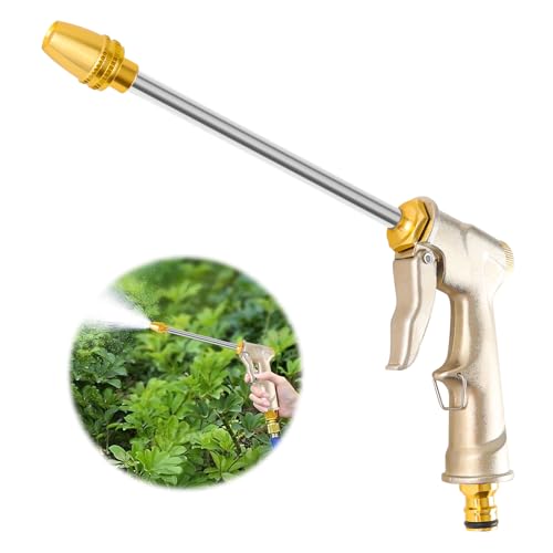 Garten Handbrause Messing, Metall Gartenschlauch Spritzpistole Langer, Griff Hochdruck Garten Spritzpistolen, Hochdruck Power Wasserpistole Garten Hochdruck Gartenbrause von OCCOUMR