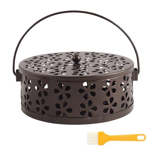 Mückenspirale Halter, Metall Räucherspiralen Halter, Moskito-Spule Halter, Sandelholz Metall Räucherstäbchenhalter, Beweglicher Moskito Spulenhalter mit Reinigungsbürste von OCCOUMR