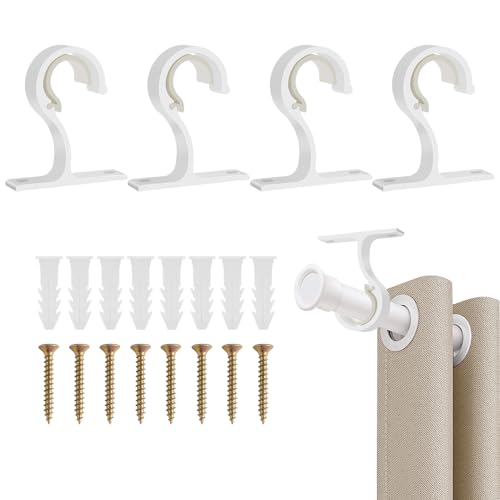 OCCOUMR 4 Stück Gardinenstange Halterung Ø 25 – 28 mm Aluminiumlegierung Vorhangstangenhalter Gardinenstangenhalter mit Dübelschrauben und Wandanker Deckenhalterung Gardinenstange von OCCOUMR