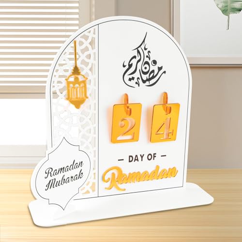 Ramadan Kalender, Eid Mubarak Kalender, Eid Mubarak Dekoration DIY Ramadan Dekoration, Countdown-kalender Ornament Gebet Ramadan Mubarak Deko Wohnzimmer Ramadan Geschenke für Kinder (Weiß) von OCCOUMR