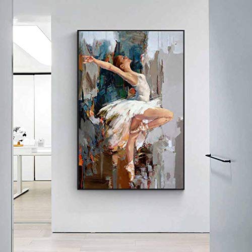 Abstraktes Ballett-Mädchen, Gemälde auf Leinwand, Poster, tanzende Ballerina, Wandkunst, Bild für Heimdekoration, Drucke, 50 x 70 cm, rahmenlos von OCEANGOD