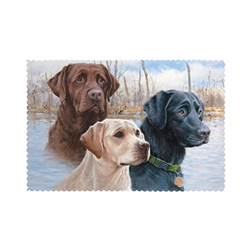 Labrador Retrievers öldichte und wärmeisolierende Esstellermatte (6-teiliges Set) Tischunterlage waschbar Geschirrmatte von OCELIO