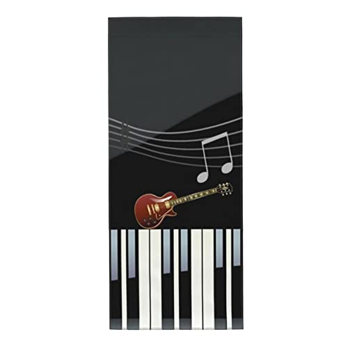 OCELIO Handtuch mit Gitarren-Klavier-Muster, klassisch, weich und saugfähig, Mikrofaser, super weich und saugfähig, für Badezimmer, Fitnessstudio, Dusche, 30,5 x 69,8 cm. von OCELIO