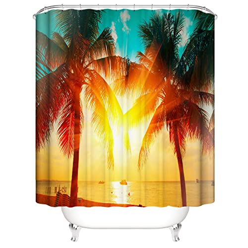 OCEUMACO 3D Strand Motiv Duschvorhang 180x180 Orange Meer Landschaft Shower Curtains Textil Antischimmel Wasserdicht Palmen Sonnenuntergang Duschvorhänge Badewanne Stoff aus Polyester Waschbar OCEUMACO 3D Strand Motiv Duschvorhang 180x180 Orange Meer Landschaft Shower Curtains Textil Antischimmel Wasserdicht Palmen Sonnenuntergang Duschvorhänge Badewanne Stoff aus Polyester Waschbar von OCEUMACO