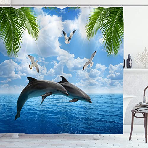 OCEUMACO Duschvorhang 3D Delphin Blau Meer 200x200 Vögel Grün Blätter Shower Curtains Textil Antischimmel Wasserdicht Duschvorhänge Badewanne Stoff Polyester Waschbar Lang Vorhang mit Haken OCEUMACO Duschvorhang 3D Delphin Blau Meer 200x200 Vögel Grün Blätter Shower Curtains Textil Antischimmel Wasserdicht Duschvorhänge Badewanne Stoff Polyester Waschbar Lang Vorhang mit Haken von OCEUMACO
