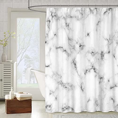 OCEUMACO Duschvorhang Marmor Motiv 180x180 3D Effekt Muster Shower Curtains Textil Antischimmel Wasserdicht Duschvorhänge Badewanne Stoff Polyester Waschbar Lang Vorhang mit Ringe - Grau 02 von OCEUMACO