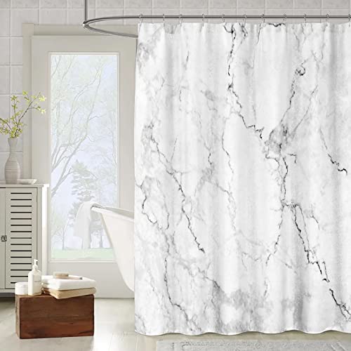 OCEUMACO Duschvorhang Marmor Motiv 180x180 3D Effekt Muster Shower Curtains Textil Antischimmel Wasserdicht Duschvorhänge Badewanne Stoff Polyester Waschbar Lang Vorhang mit Ringe - Grau 05 von OCEUMACO