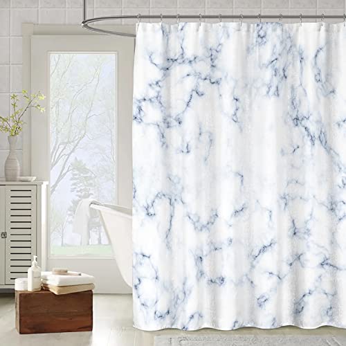 OCEUMACO Duschvorhang Marmor Motiv 180x180 3D Effekt Muster Shower Curtains Textil Antischimmel Wasserdicht Duschvorhänge Badewanne Stoff Polyester Waschbar Lang Vorhang mit Ringe - Weiß Blau OCEUMACO Duschvorhang Marmor Motiv 180x180 3D Effekt Muster Shower Curtains Textil Antischimmel Wasserdicht Duschvorhänge Badewanne Stoff Polyester Waschbar Lang Vorhang mit Ringe - Weiß Blau von OCEUMACO