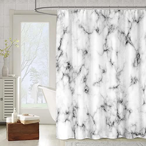 OCEUMACO Duschvorhang Marmor Motiv 180x200 3D Effekt Muster Shower Curtains Textil Antischimmel Wasserdicht Duschvorhänge Badewanne Stoff Polyester Waschbar Lang Vorhang mit Ringe - Grau 06 von OCEUMACO