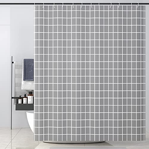 OCEUMACO Kariert Duschvorhang 200x200 Shower Curtains Textil Antischimmel Wasserdicht Geometrisch Motiv Duschvorhänge Badewanne Lang Waschbar Stoff Dusche Vorhang mit Haken - Grau OCEUMACO Kariert Duschvorhang 200x200 Shower Curtains Textil Antischimmel Wasserdicht Geometrisch Motiv Duschvorhänge Badewanne Lang Waschbar Stoff Dusche Vorhang mit Haken - Grau von OCEUMACO