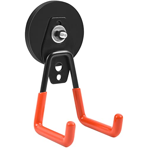 OCEUMAOA Magnetische Haken Stark Magnethaken Doppelhaken Magnetfuß mit Rutschfester Beschichtung und Befestigungsschrauben für Garten,Garage,Werkzeugraum 66mm(Orange) von OCEUMAOA