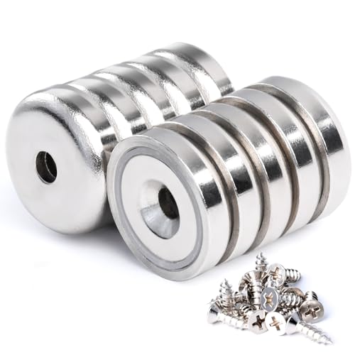 OCEUMAOA Neodym Magnete mit Loch 30kg Magnete Stark,Magnet zum Anschrauben mit Schrauben für Werkstatteinrichtung Zubehör 25mm 10Stück von OCEUMAOA