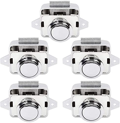 OCGIG 5PCS Cabinet Push Button Lock Schaltflächentyp Schlösser für Wohnwagen, Wohnmobil, Schrankknauf,Silber von OCGIG