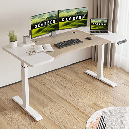 OCGREEN Elektrisch höhenverstellbarer Stehpult, Stehpult, Splice Board Home Office Computer Stehtisch Ergonomischer Schreibtisch (Eiche, 150x72CM) von OCGREEN