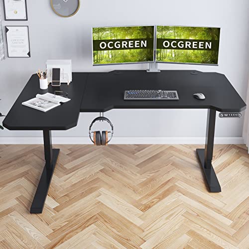 OCGREEN Höhenverstellbarer Schreibtisch 150CM L Form Schreibtisch Höhenverstellbar Elektrisch mit Tischplatte 2-Fach-Teleskop Stehschreibtisch mit Memory-Steuerung, Spleißbrett, Schwarz OCGREEN Höhenverstellbarer Schreibtisch 150CM L Form Schreibtisch Höhenverstellbar Elektrisch mit Tischplatte 2-Fach-Teleskop Stehschreibtisch mit Memory-Steuerung, Spleißbrett, Schwarz von OCGREEN