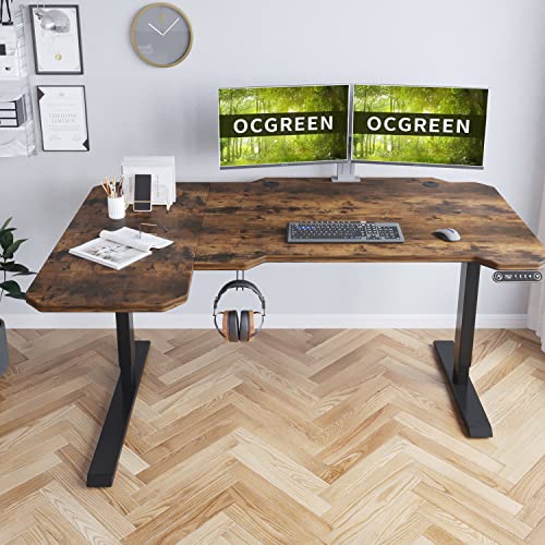 OCGREEN Höhenverstellbarer Schreibtisch 150CM L Form Stehpult,Schreibtisch Höhenverstellbar Elektrisch mit Tischplatte 2-Fach-Teleskop Stehschreibtisch mit Memory-Steuerung, Spleißbrett, Braun OCGREEN Höhenverstellbarer Schreibtisch 150CM L Form Stehpult,Schreibtisch Höhenverstellbar Elektrisch mit Tischplatte 2-Fach-Teleskop Stehschreibtisch mit Memory-Steuerung, Spleißbrett, Braun von OCGREEN