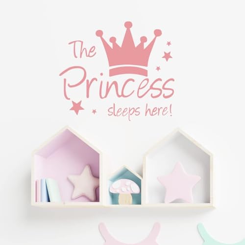 Princess Crown Wall Stickers, The Princess Sleeps Here Wall Decals for Girls Room Little Girls Bedroom Nursery Playroom Daycare Classroom Parties Decoration von OCHILIMA