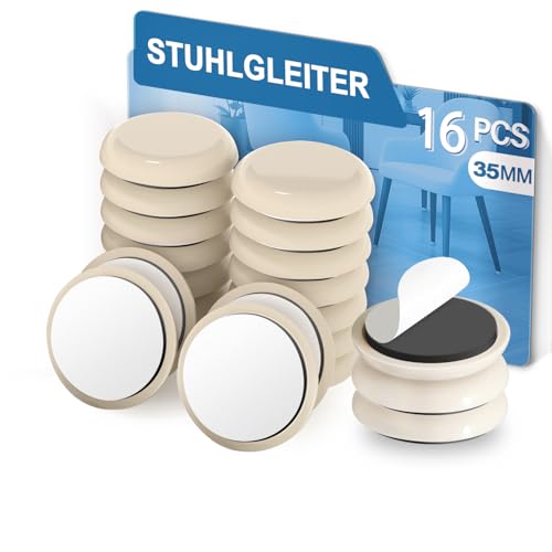 Stuhlgleiter für Teppich 16 Stück，Gleiter für Stühle, Gleiter für Möbel, Möbelgleiter für Stühle Kunststoff (Runde, 35mm) von OCONDA