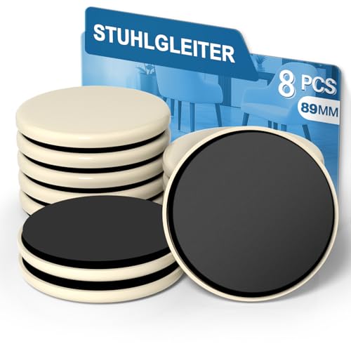 Möbelgleiter, 8 Stück Selbstklebend Möbelschieber, gleiter für möbel, Stuhlgleiter, Möbelgleiter Kunststoff für Teppiche(Runde, 89mm) von OCONDA