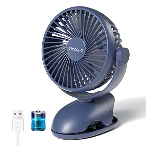 OCOOPA Tischventilator Clip Kinderwagenlüfter mit 3600mAh Akku, Leise Tragbarer Mini USB Ventilator, 360° Drehung Wiederaufladbare Tischventilator mit 3 Geschwindigkeiten für Auto, Büro, Camping von OCOOPA