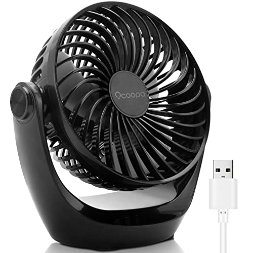 OCOOPA USB Ventilator, Ventilator klein Tischventilator mit starkem Luftstrom und Leise Betrieb 3 Geschwindigkeiten, 360 ° Drehbarer Kopf, Einfach zu Tragen für Büro, Zuhause und im Freien von OCOOPA